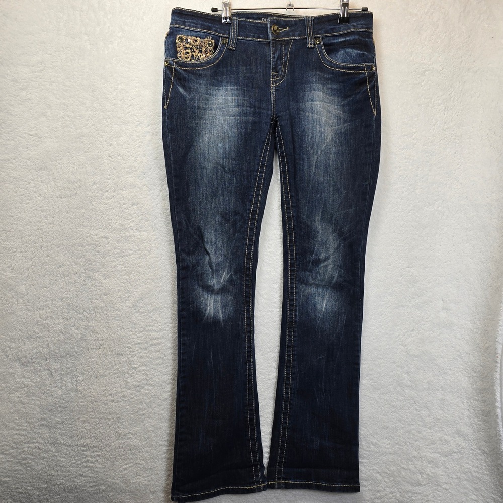Y2K Premiere Womens Slim Boot Dark Jeans Lace  7 8 R 32x31 Boho Western Festival